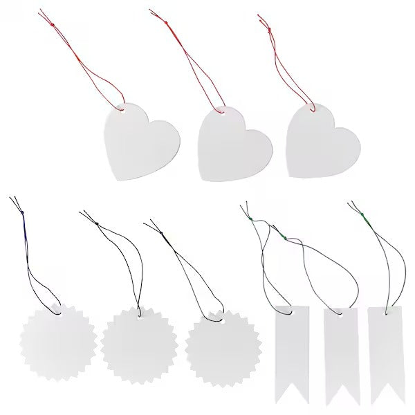 FÖNSTERFIKUS Label with string, set of 9, white