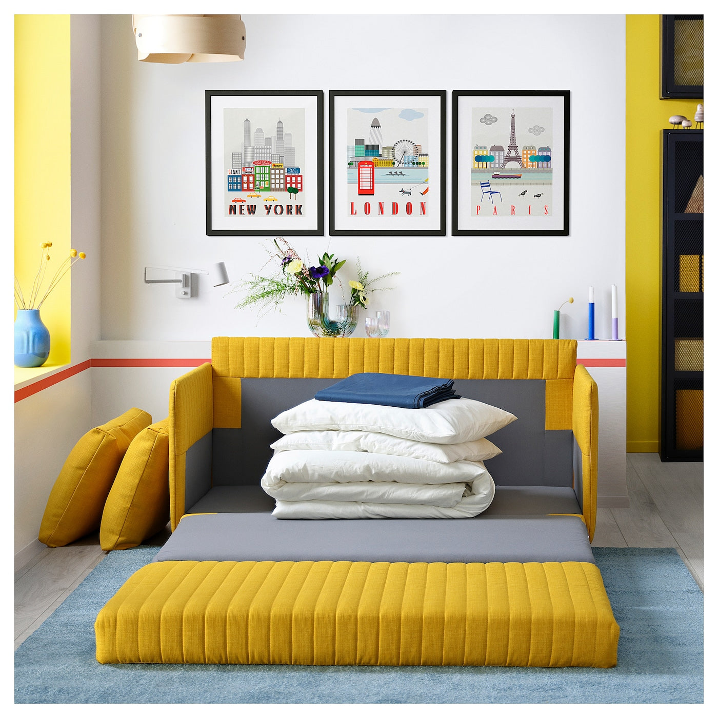 FRIDHULT Sofa-bed, Skiftebo yellow