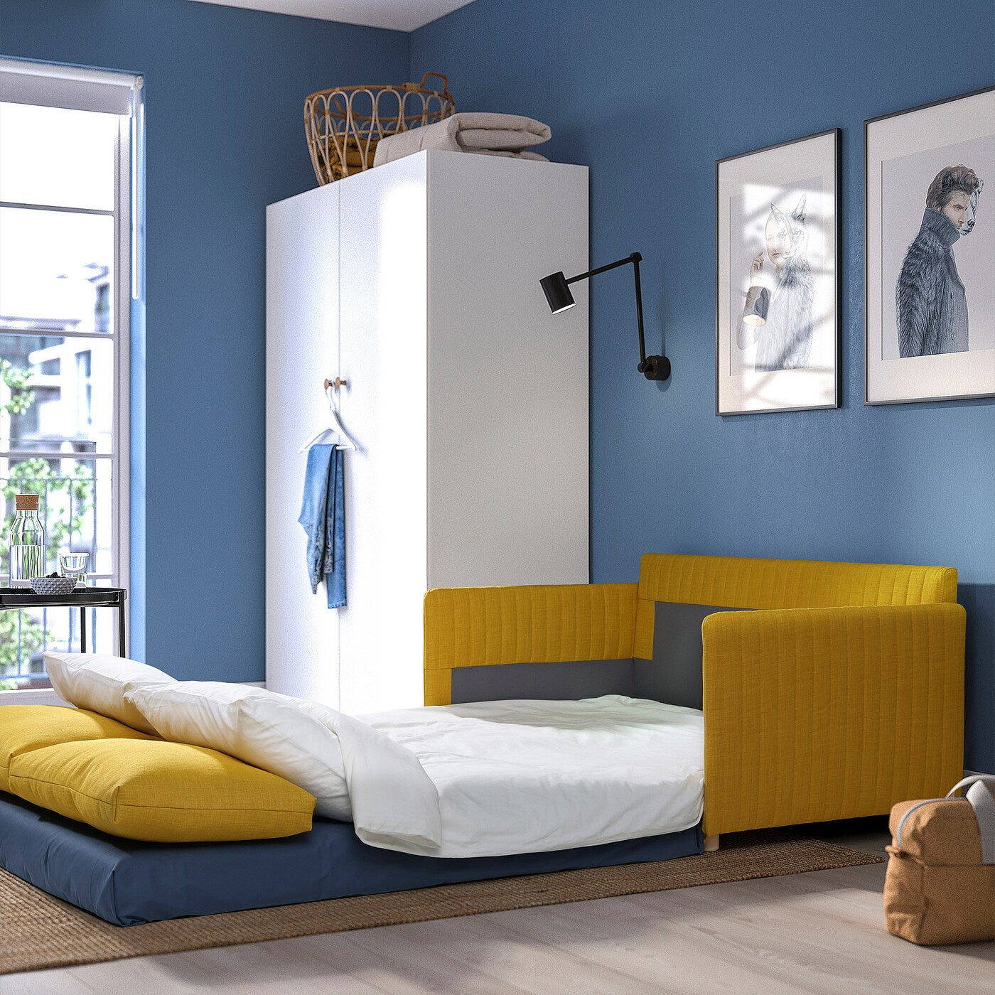 FRIDHULT Sofa-bed, Skiftebo yellow