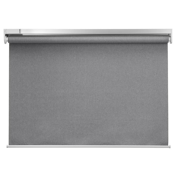 FYRTUR Block-out roller blind, smart wireless/battery-operated grey, 140x195 cm