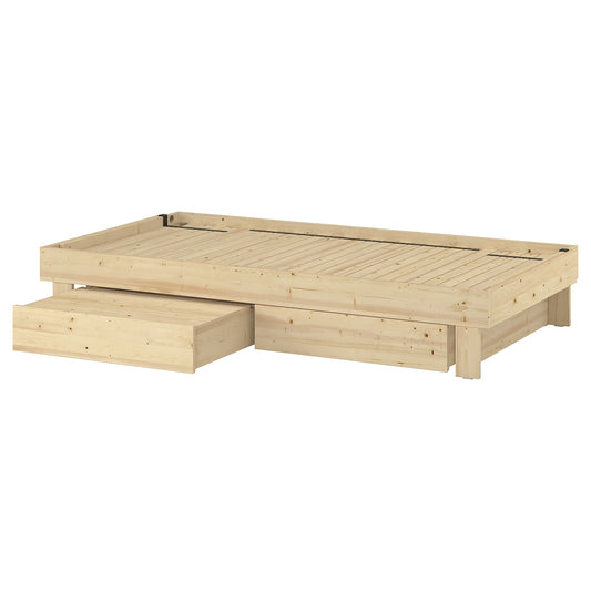 GLAMBERGET Extendable bed with storage - pine 80-160x200 cm