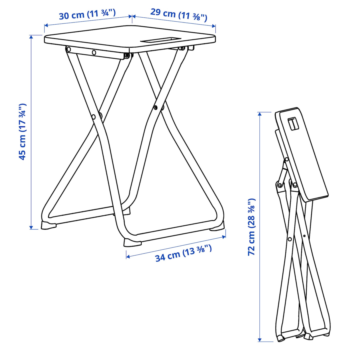 GUNDE Folding table, black, 67x67 cm