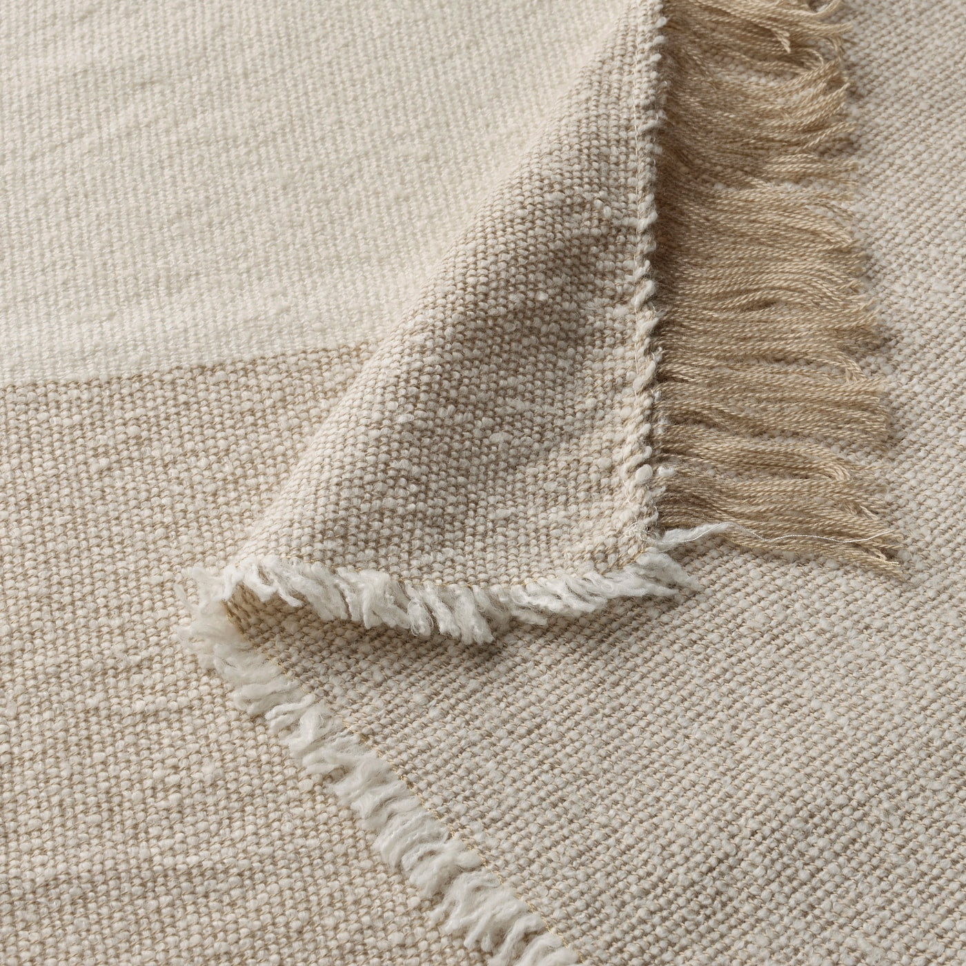 GUNNEMOR Throw, off-white/grey-beige, 130x170 cm