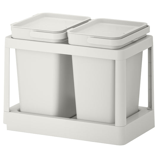 HÅLLBAR Waste sorting solution, with pull-out/light grey, 20 l