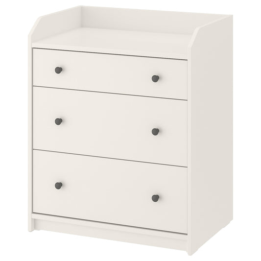 HAUGA Chest of 3 drawers, white, 70x84 cm