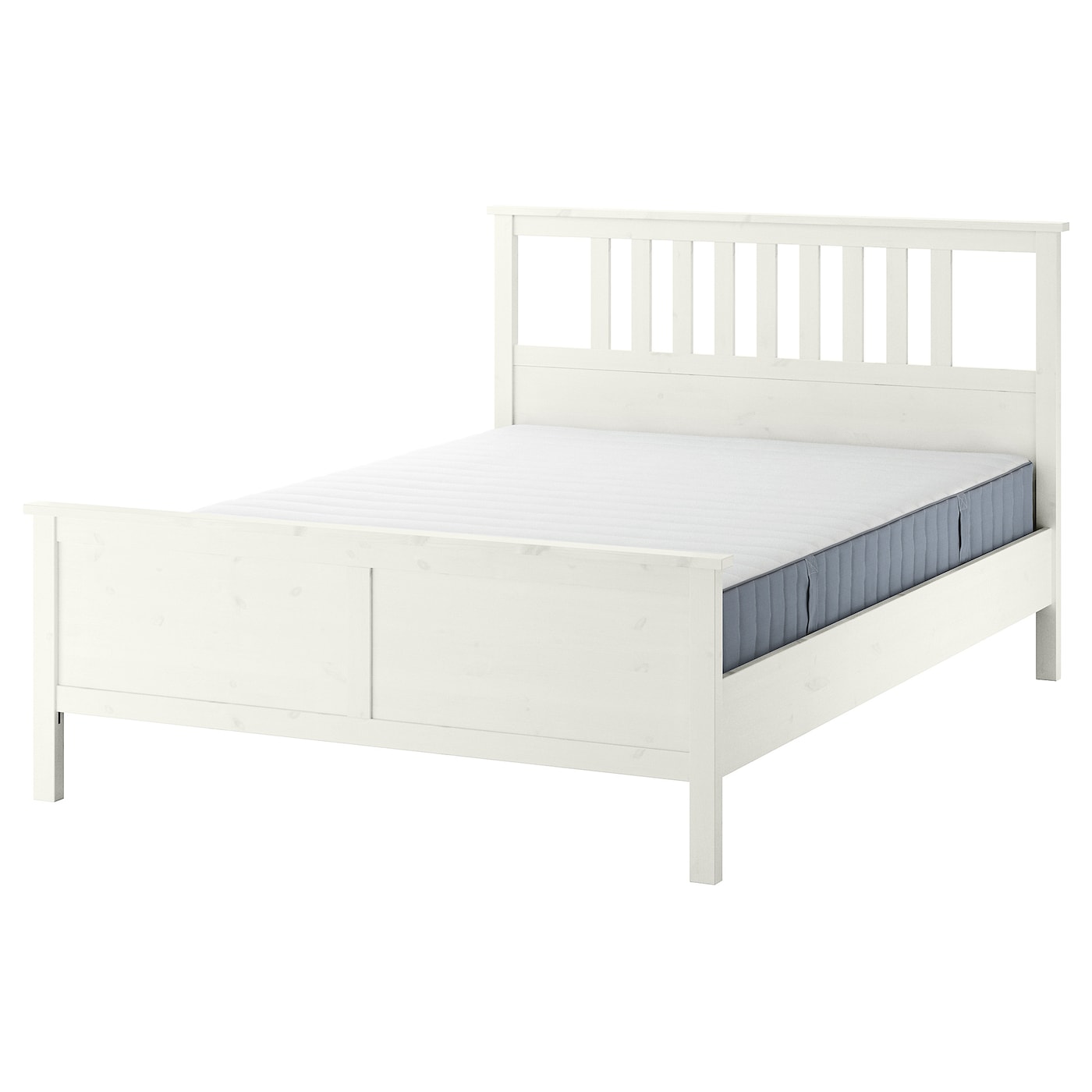 HEMNES Bed frame with mattress, white stain/Valevåg firm, 90x200 cm