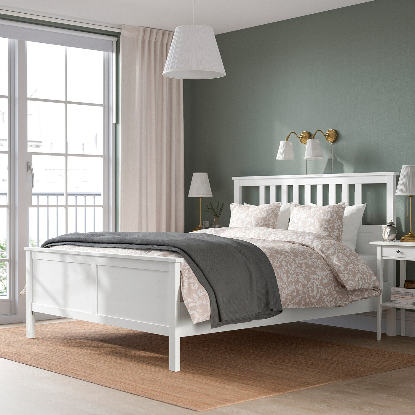 HEMNES Bed frame with mattress, white stain/Valevåg firm, 90x200 cm