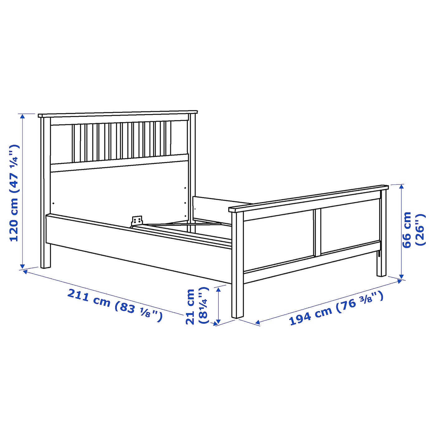 HEMNES Bed frame with mattress, white stain/Valevåg firm, 90x200 cm