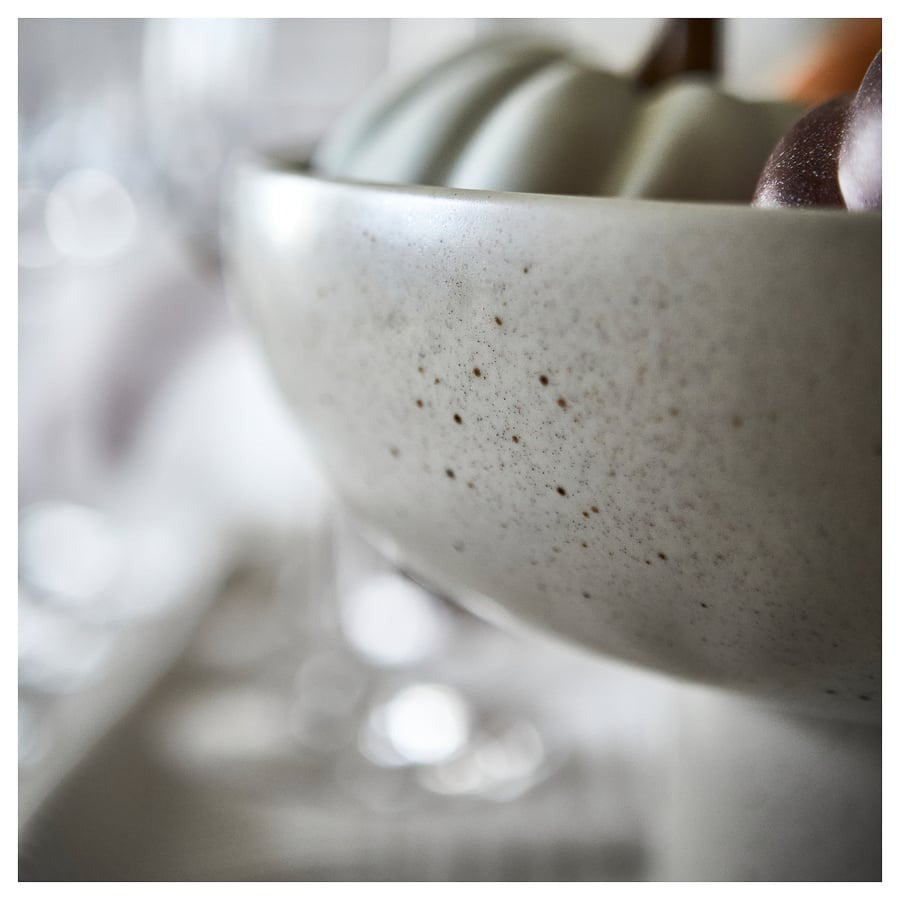 HÖSTAGILLE Serving bowl, light beige/orange-brown, 26 cm