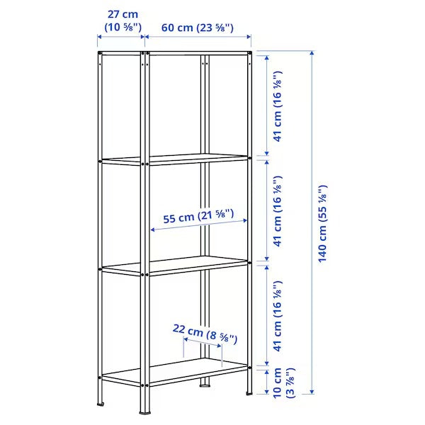 HYLLIS Shelving unit, in/outdoor, 60x27x140 cm