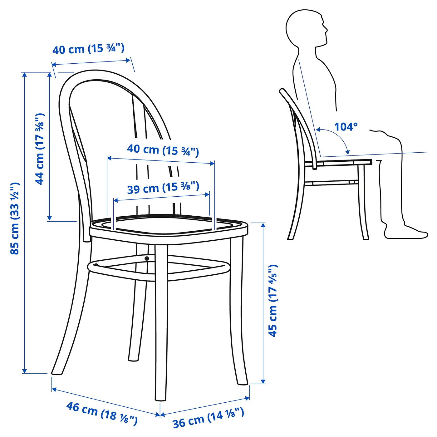 IDANÄS / SKOGSBO Table and 2 chairs, white/dark brown, 51/86x96 cm