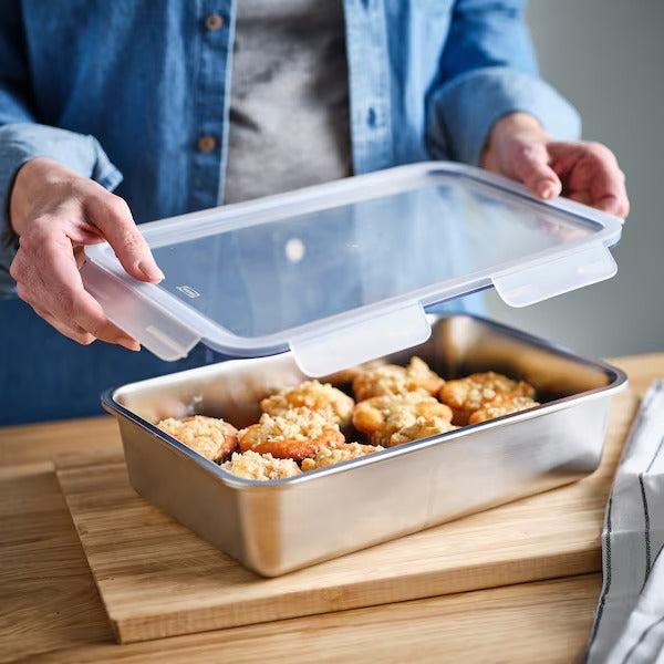 New IKEA 365+ Food container with lid, large rectangular/stainless steel plastic, 3 l