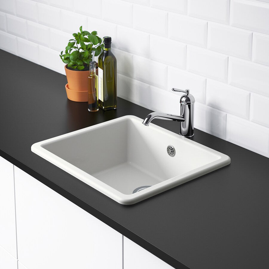 HAVSEN Inset sink, 1 bowl, white, 53x47 cm