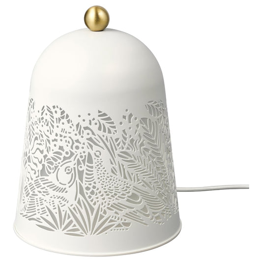 SOLSKUR LED table lamp, white/brass-colour