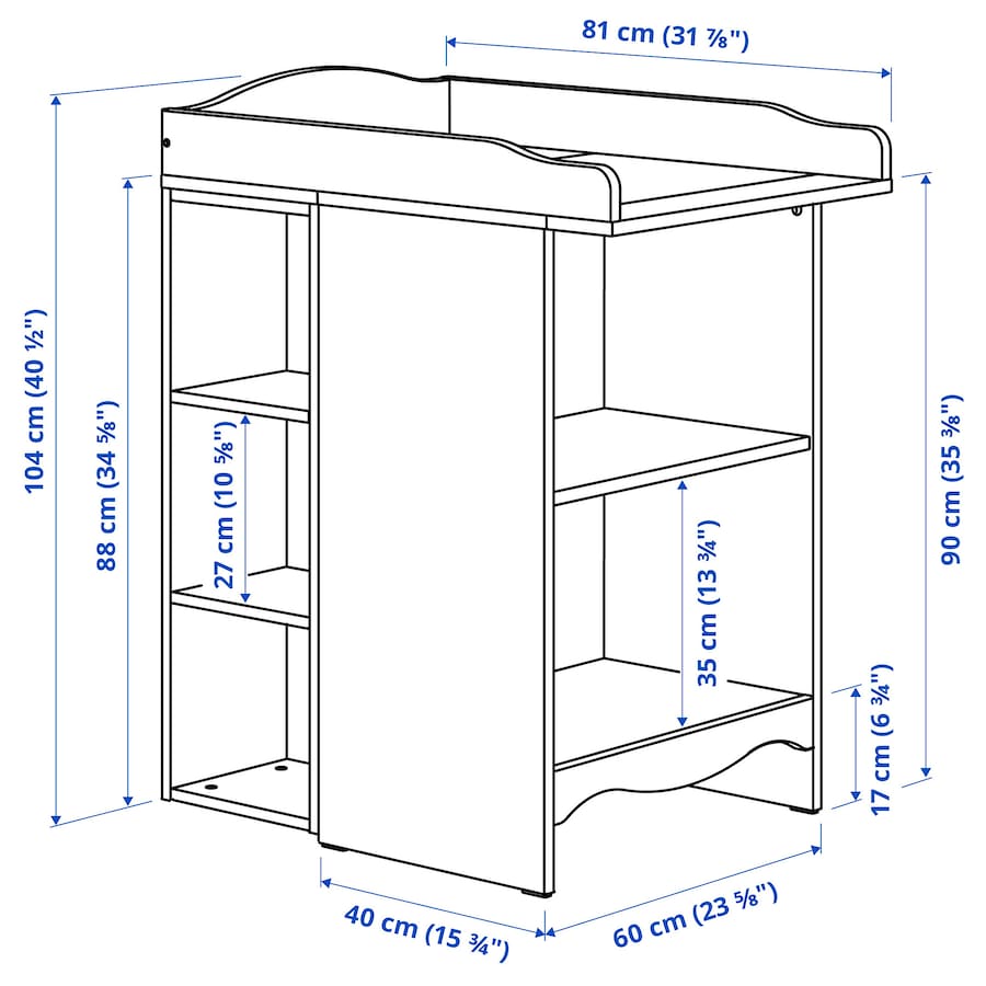 SMÅGÖRA Changing tbl/bookshelf w 1 shlf ut, white