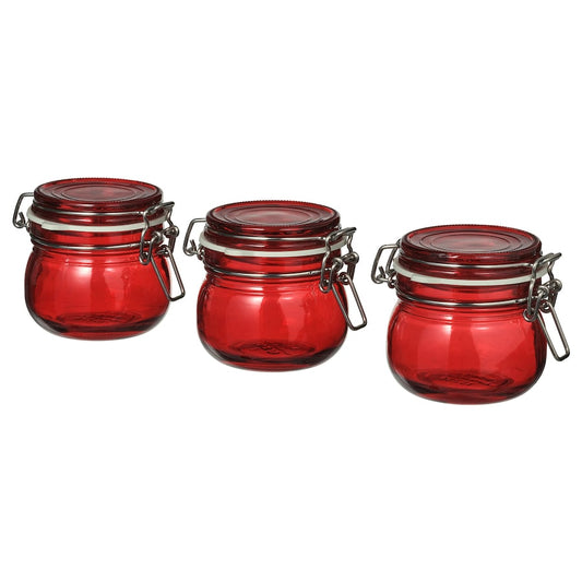 VINTERFINT Jar with lid, red, 13 cl