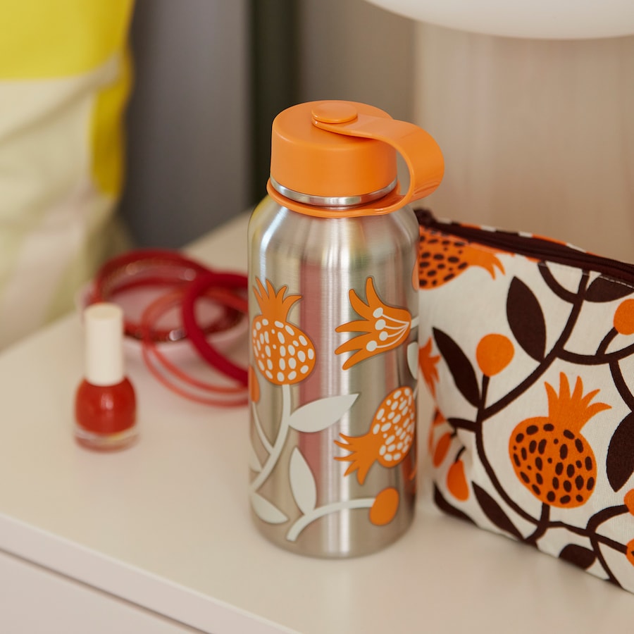 FÖSSTA Insulated flask, pomegranate/orange, 0.5 l