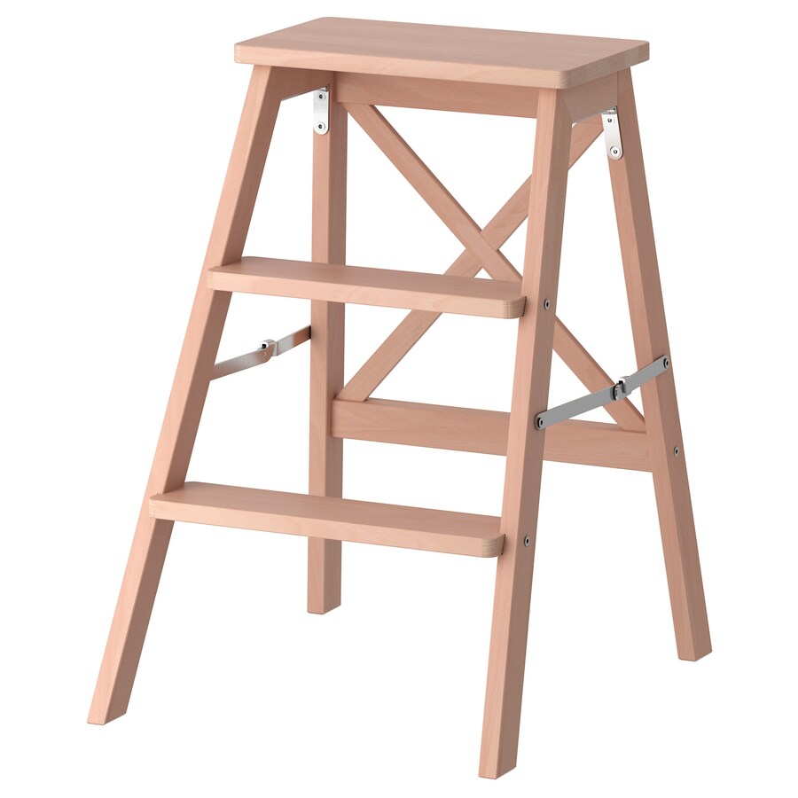 BEKVÄM Stepladder, 3 steps, beech, 63 cm