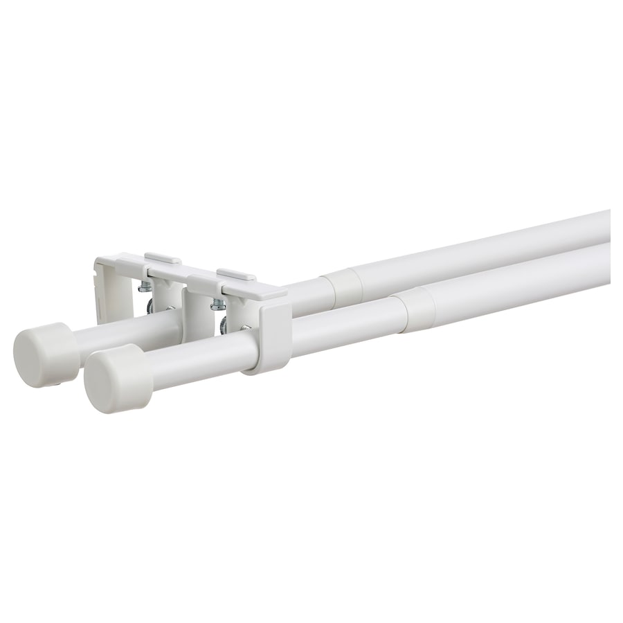 BEKRÄFTA Double curtain rod set, black, 120-210 cm 19 mm