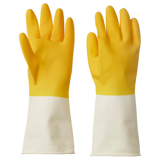 RINNIG Cleaning gloves, bright yellow/off-white, M