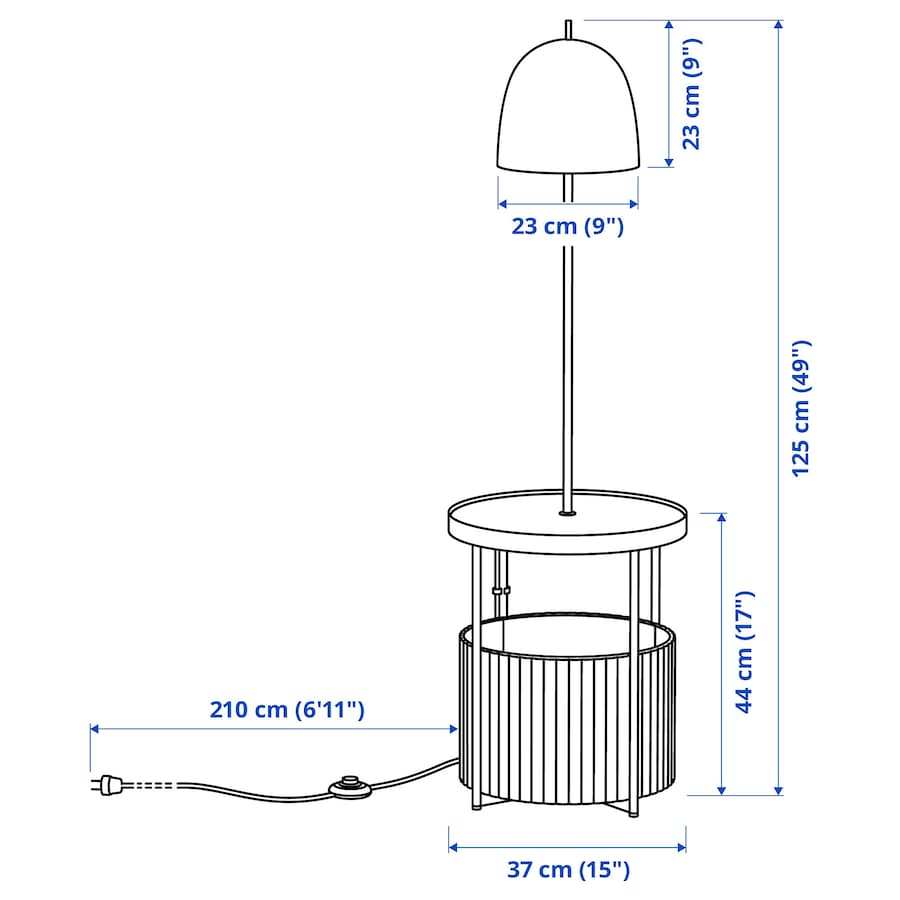TRINDSNÖ Floor lamp, white metal/birch veneer
