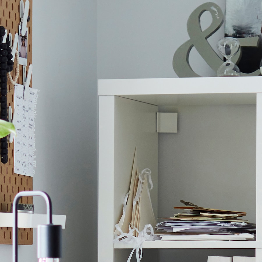 KALLAX Shelving unit with 4 inserts, white stained oak effect, 147x147 cm