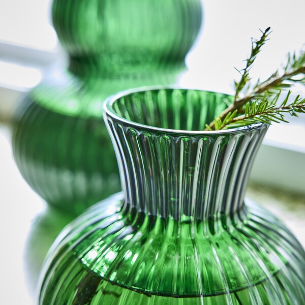 VINTERFINT Vase, green, 13 cm