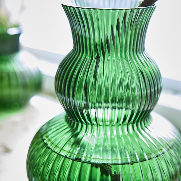 VINTERFINT Vase, green, 21 cm