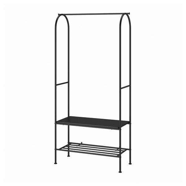 GRÅFJÄLLET Clothes rack with shoe storage, anthracite, 90x36x175 cm