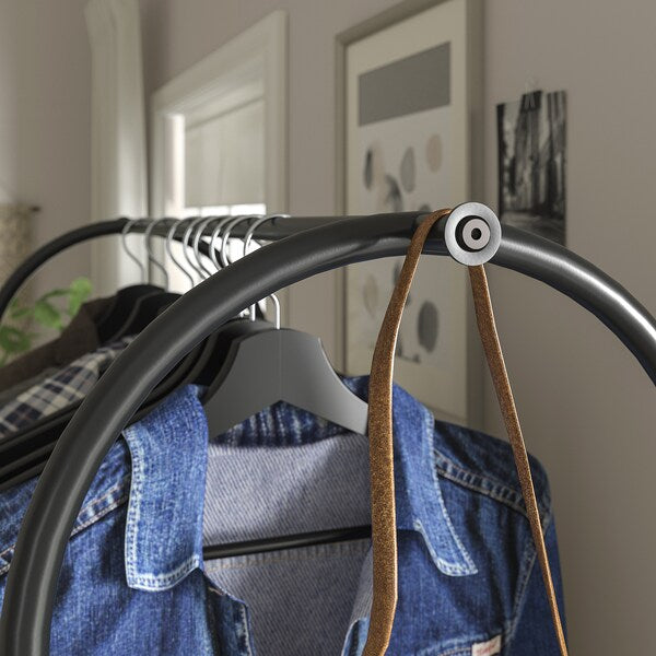 GRÅFJÄLLET Clothes rack with shoe storage, anthracite, 90x36x175 cm