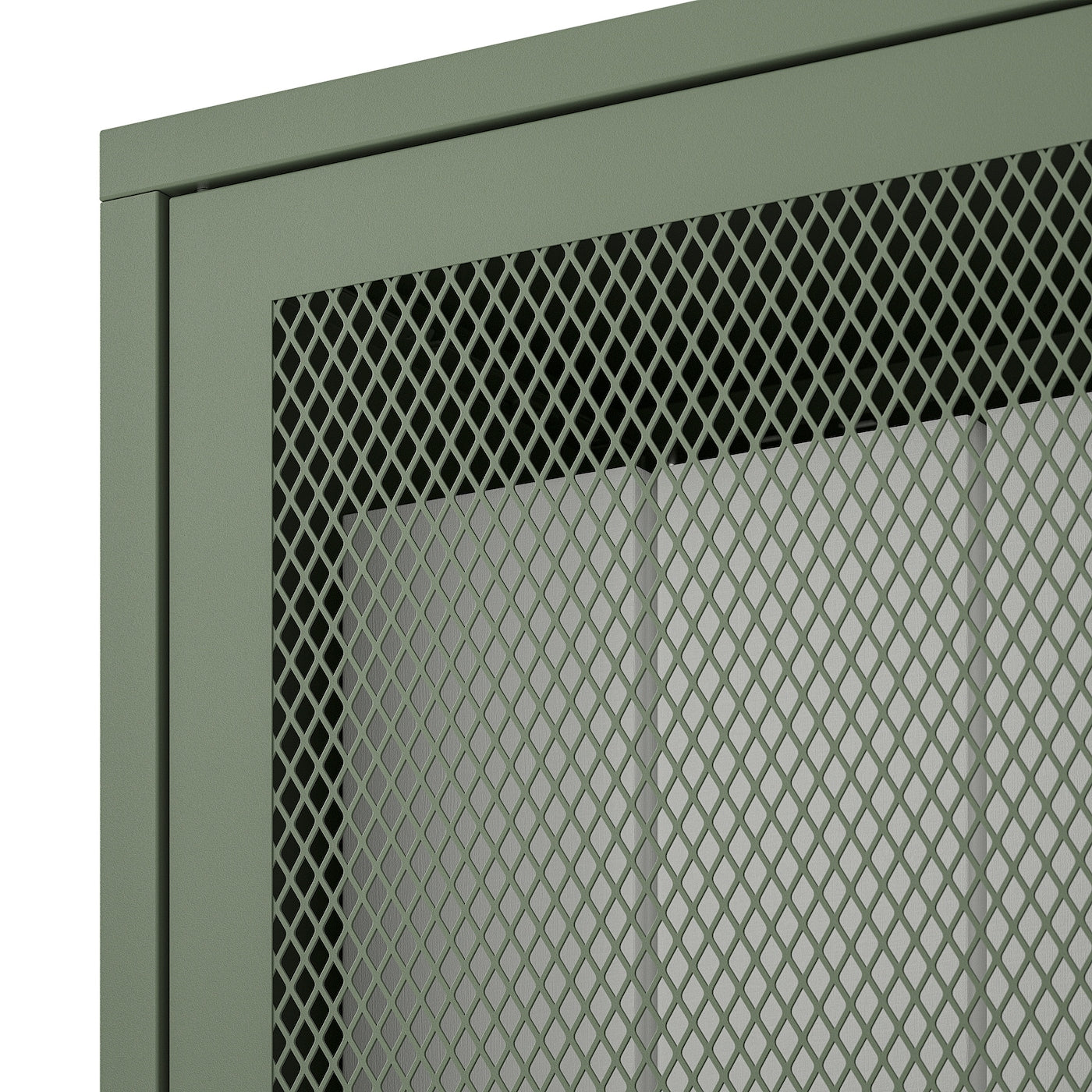 IVAR Cabinet with doors, grey-green mesh, 80x83 cm