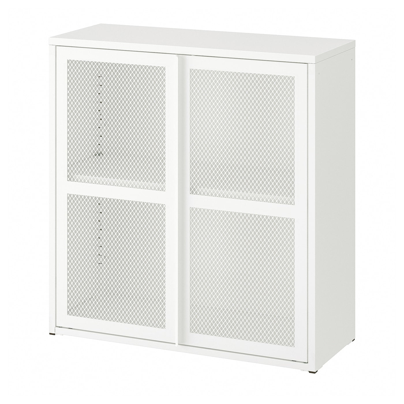 IVAR Cabinet with doors, grey-green mesh, 80x83 cm