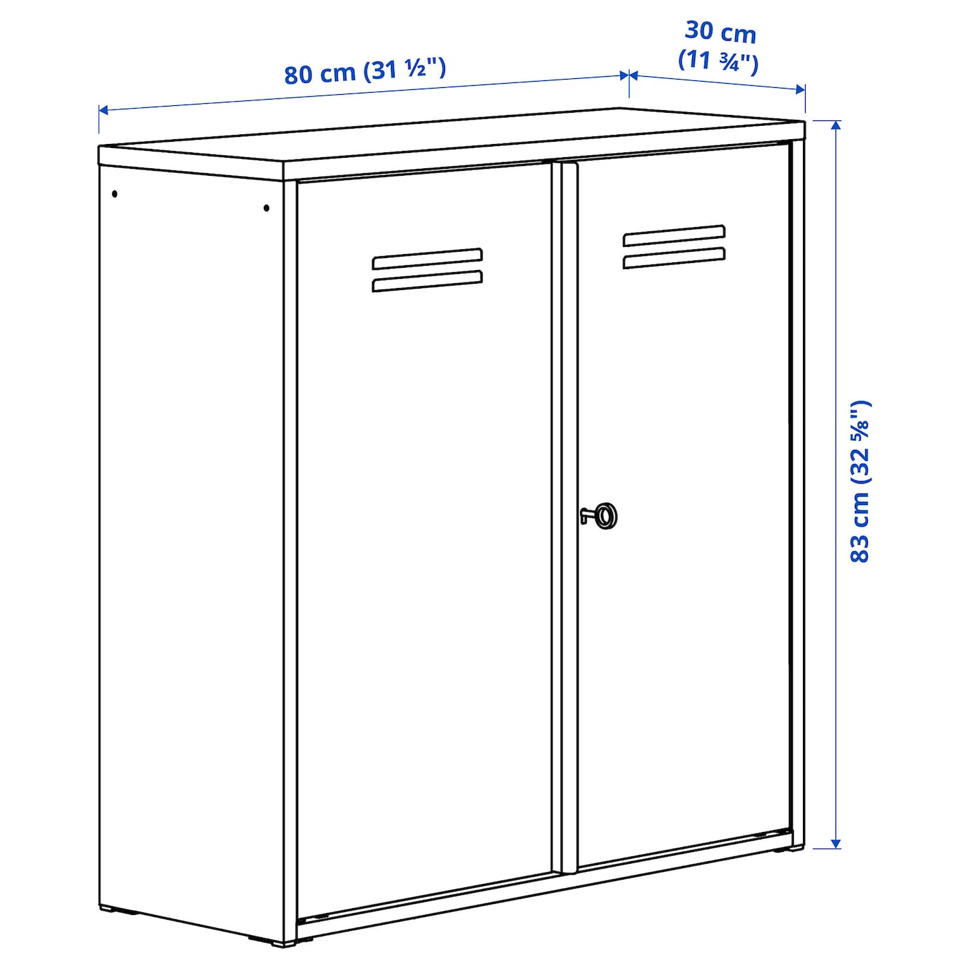 IVAR Cabinet with doors, grey-green mesh, 80x83 cm