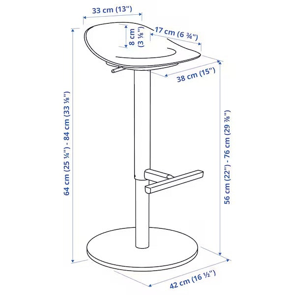 JANINGE Bar stool, white, 76 cm