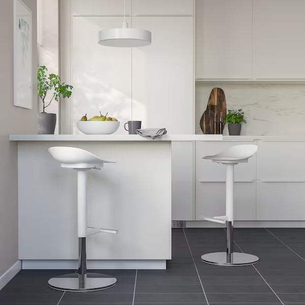 JANINGE Bar stool, white, 76 cm