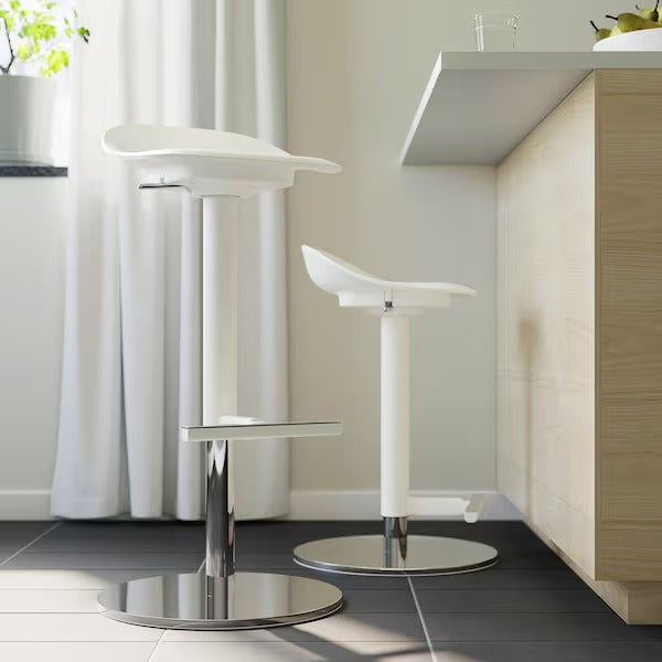 JANINGE Bar stool, white, 76 cm