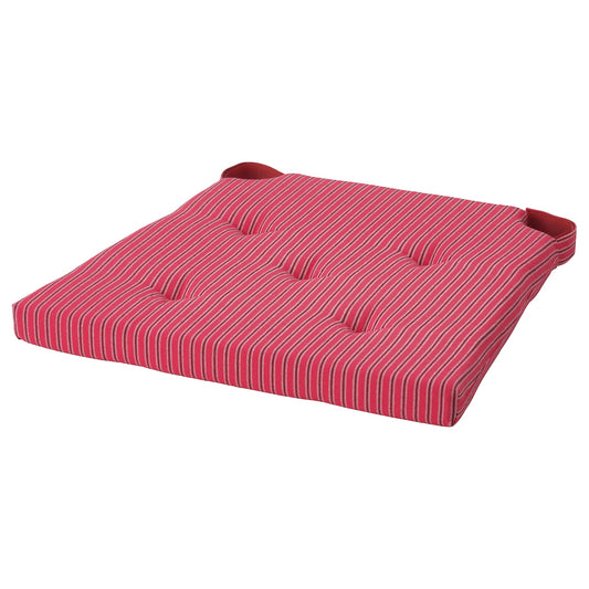 JUSTINA Chair pad, red grey/stripe pattern, 42/35x40x4 cm