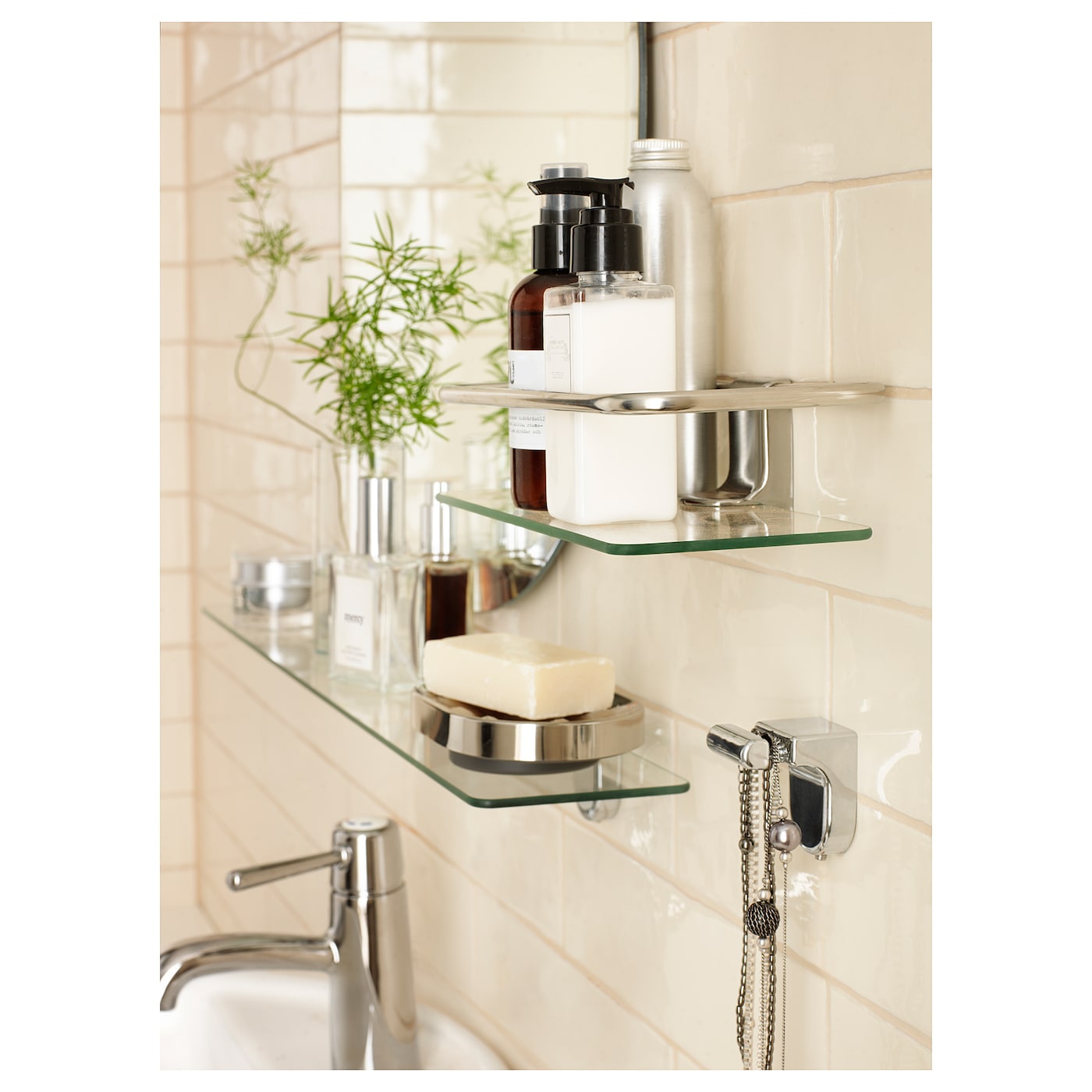 KALKGRUND Shower shelf, chrome-plated, 24x6 cm