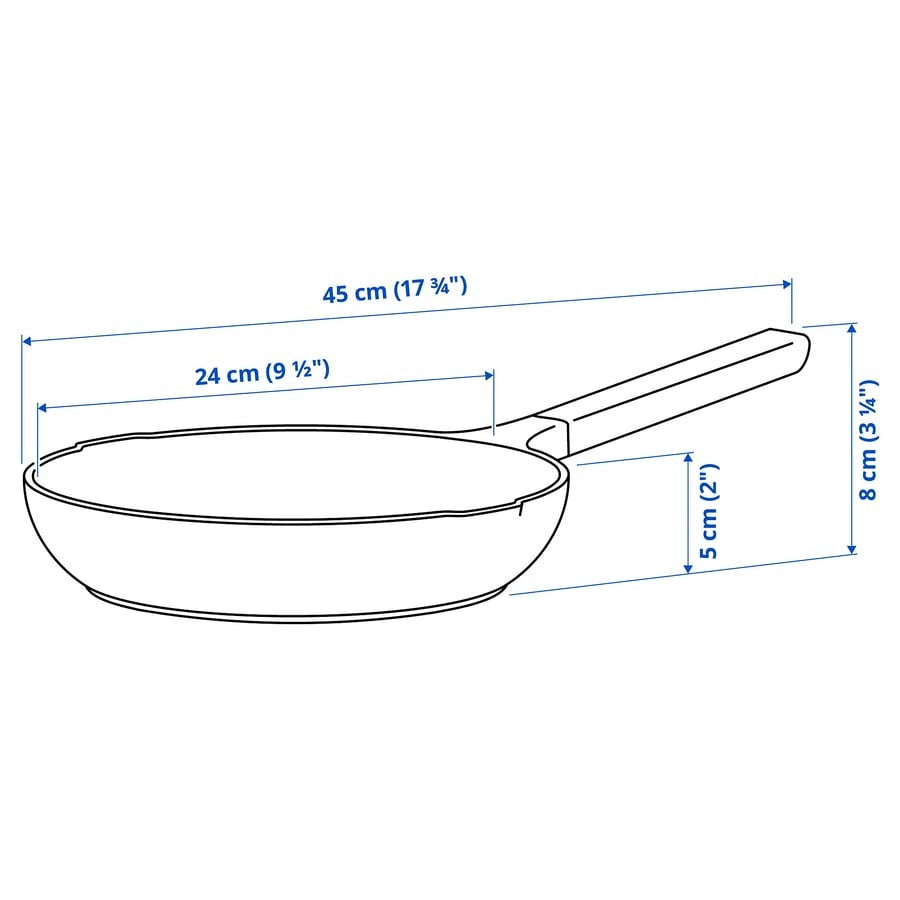 KLIPPFISK Frying pan, non-stick coating/wood dark grey-blue, 24 cm