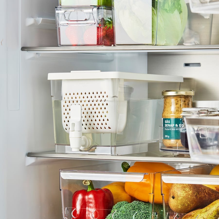 KLIPPKAKTUS Container w tap disp for fridge, transparent, 4.5 l