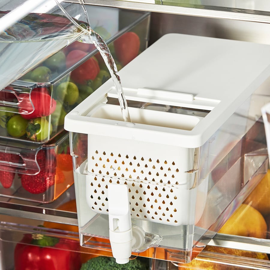 KLIPPKAKTUS Container w tap disp for fridge, transparent, 4.5 l