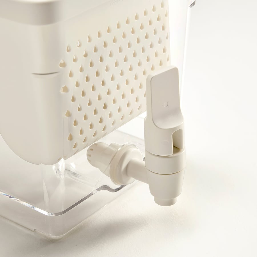 KLIPPKAKTUS Container w tap disp for fridge, transparent, 4.5 l