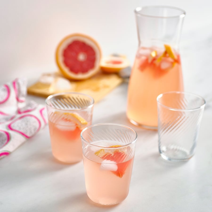 KLIPPLAX Glass, striped pink, 25 cl