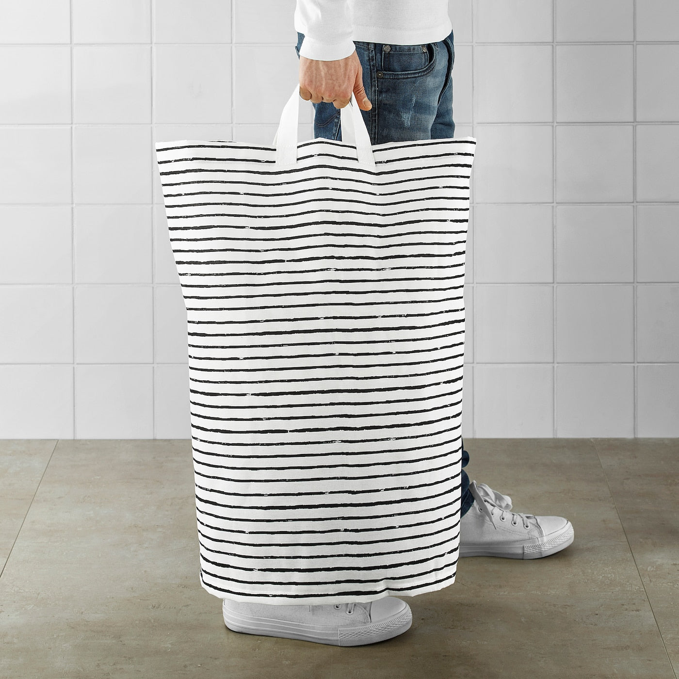 KLUNKA Laundry bag, white/black, 60 l