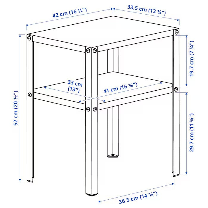 KNARREVIK Bedside table, black, 42x34 cm