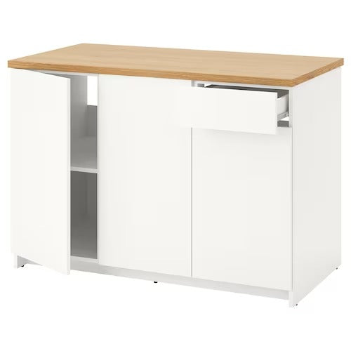 KNOXHULT Base cabinet with doors and drawer, white, 120 cm