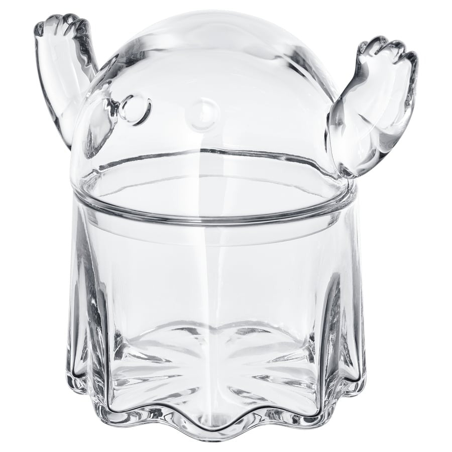 KUSTFYR Bowl with lid, ghost clear glass, 13 cm