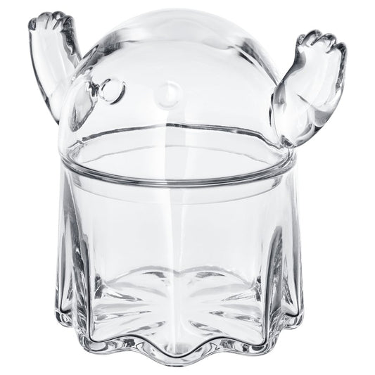 KUSTFYR Bowl with lid, ghost clear glass, 13 cm