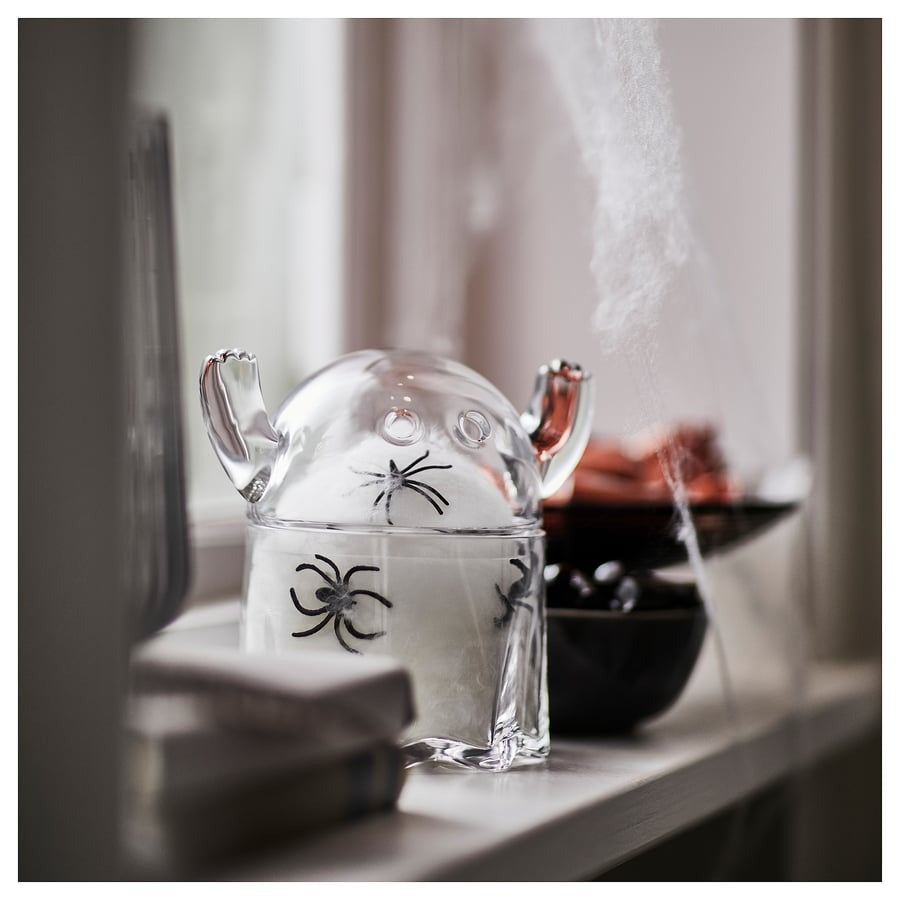 KUSTFYR Bowl with lid, ghost clear glass, 13 cm