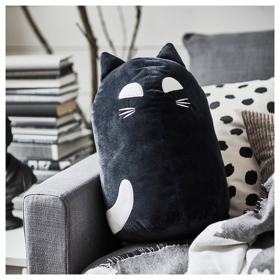 KUSTFYR Soft toy, cat black, 44 cm
